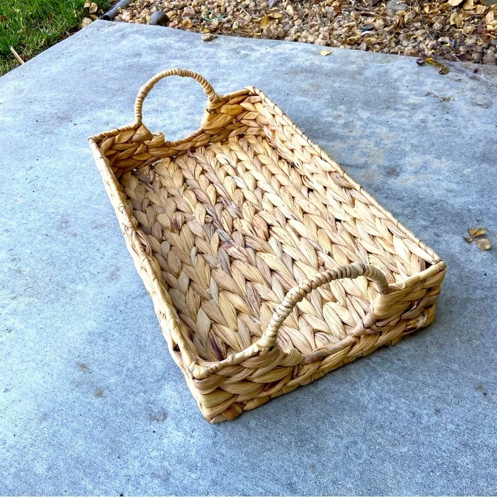 Sea Grass Rectangular Basket with Metal Handles